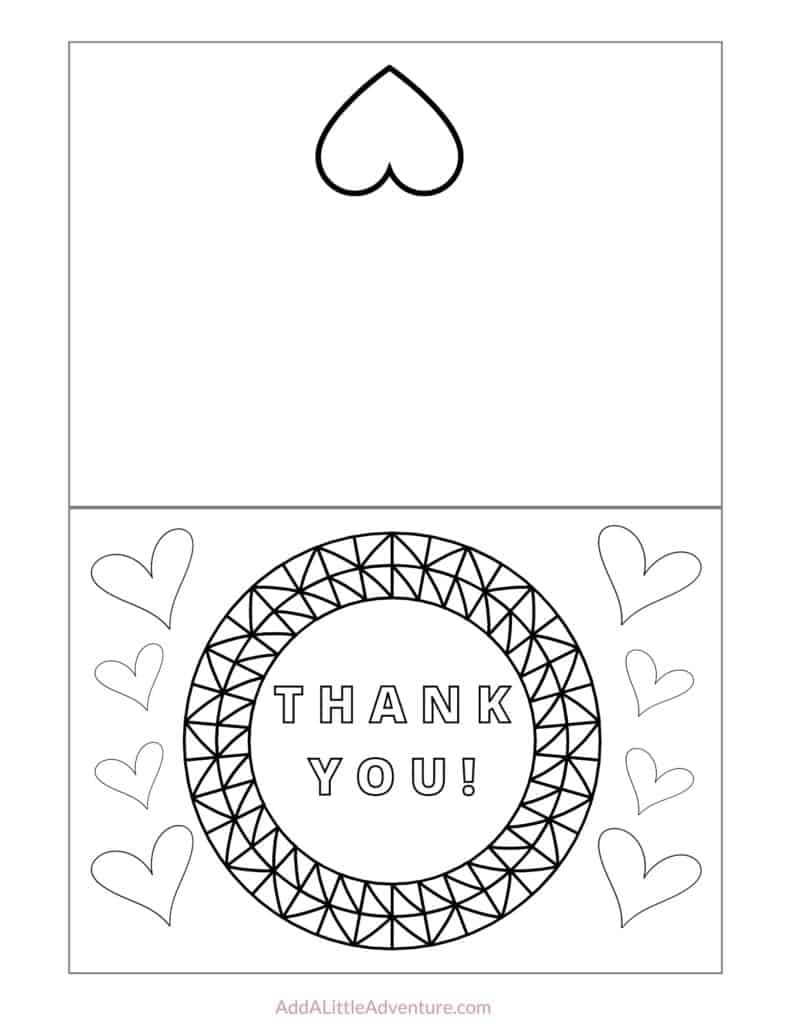 free printable thank you cards to color - add a little adventure
